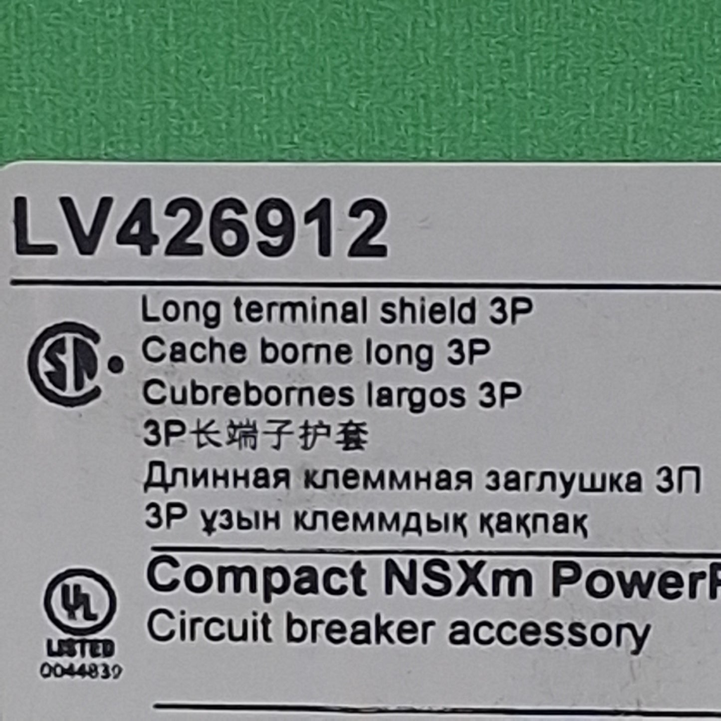 Used Schneider Electric LV426912 Long Terminal Shield, 3-Poles, Upstream & Downstream
