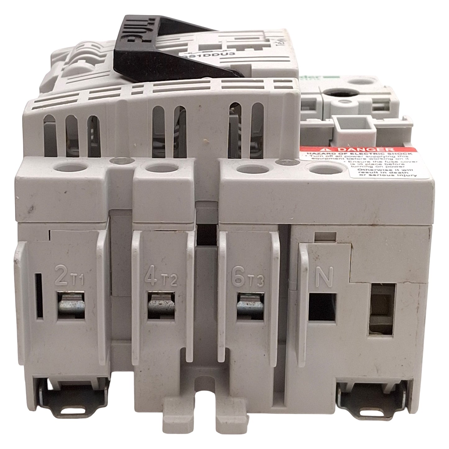 Used Schneider Electric GS1DDU3 Disconnect Switch, 3-Pole, 3Ø 600VAC 30A, DIN Rail