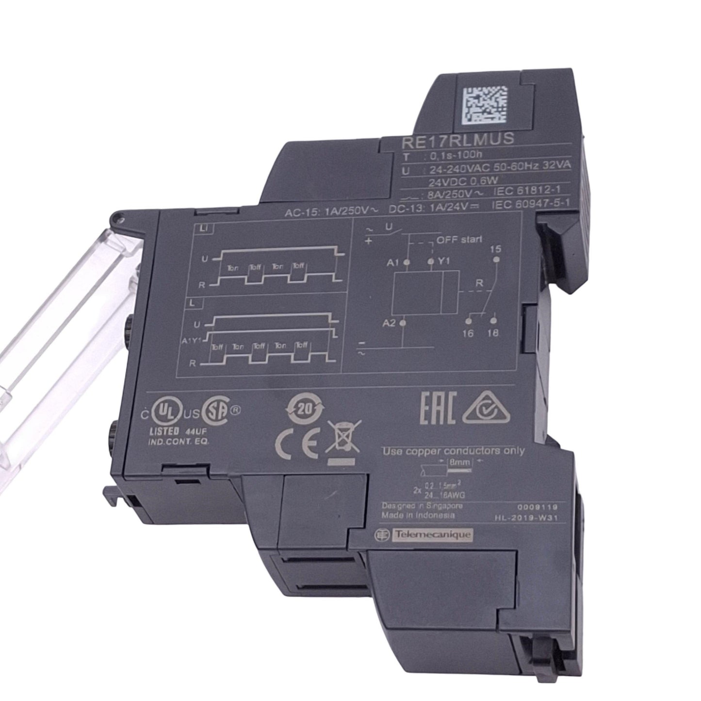 Used Schneider Electric RE17RLMUS Timer Relay, SPDT, 0.1s-100h, 24-240VAC 24VDC