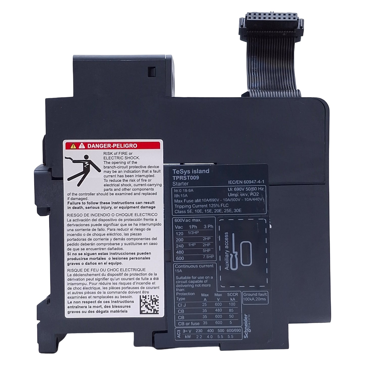 Used Schneider Electric TPRST009 TeSys Motor Starter 3-Pole, 24VDC, 15A, DIN Rail