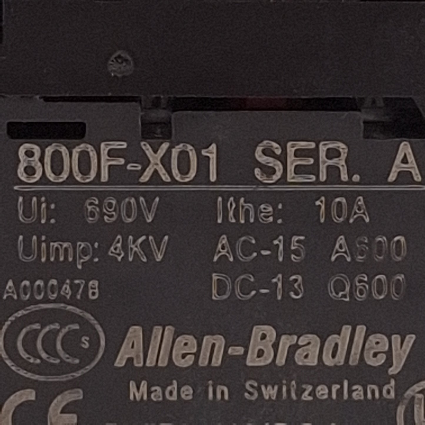 Used Allen Bradley 800FP-MT64PX02 E-Stop Pushbutton, Twist-Release, 2NC, 10A 600VAC