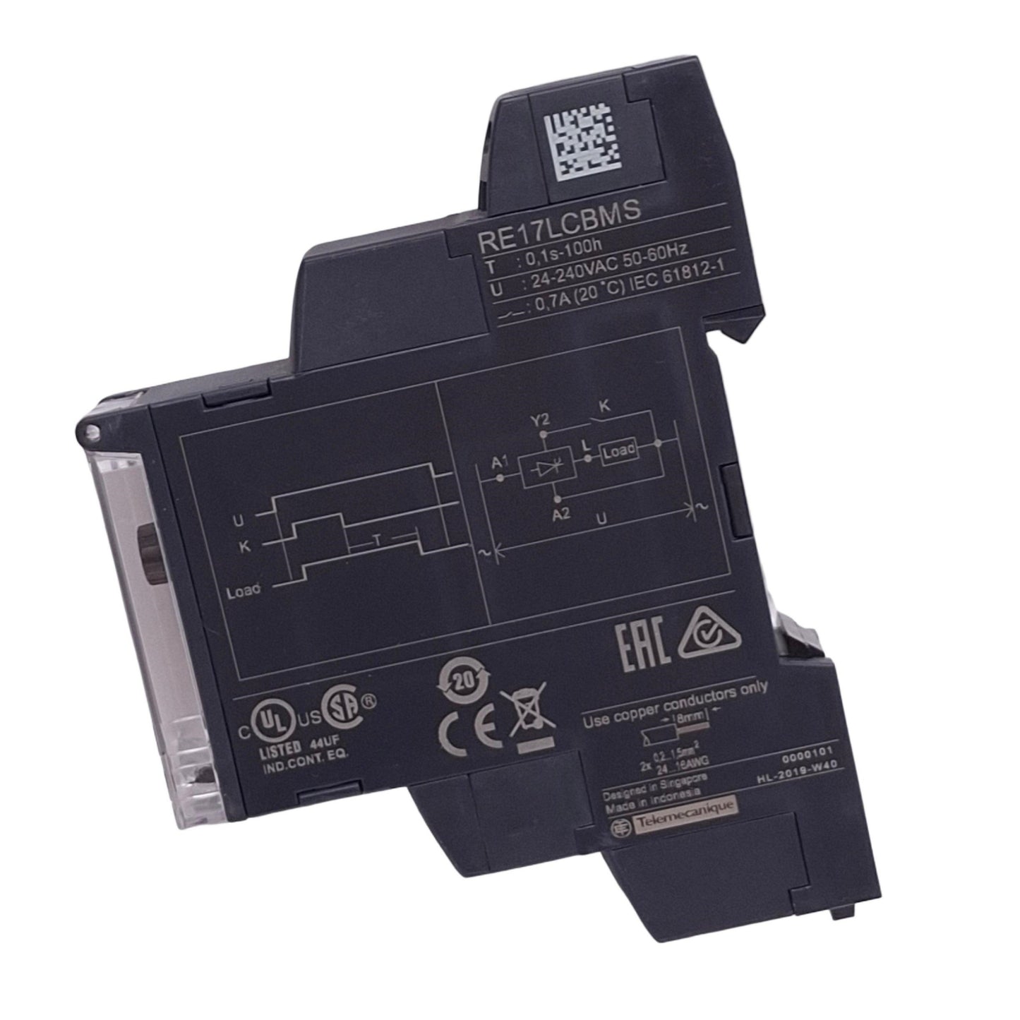 Used Schneider Electric RE17LCBMS Timer Relay, SPDT, 0.1s-100h, 24-240VAC, 0.7A