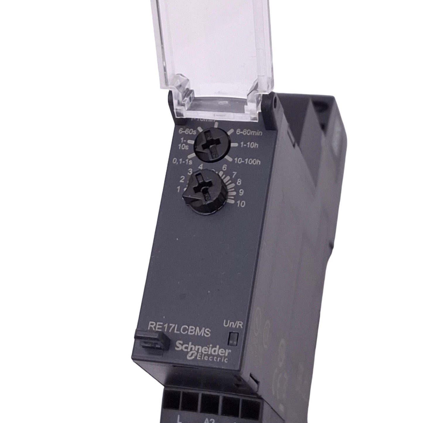 Used Schneider Electric RE17LCBMS Timer Relay, SPDT, 0.1s-100h, 24-240VAC, 0.7A