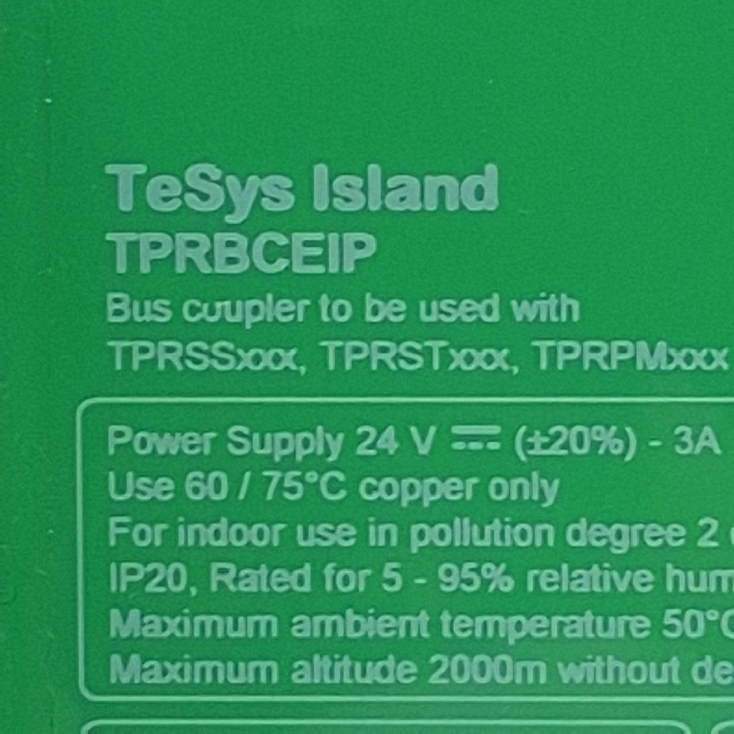 Used Schneider Electric TPRBCEIP TeSys Ethernet Bus Coupler 24VDC 3A, DIN Rail