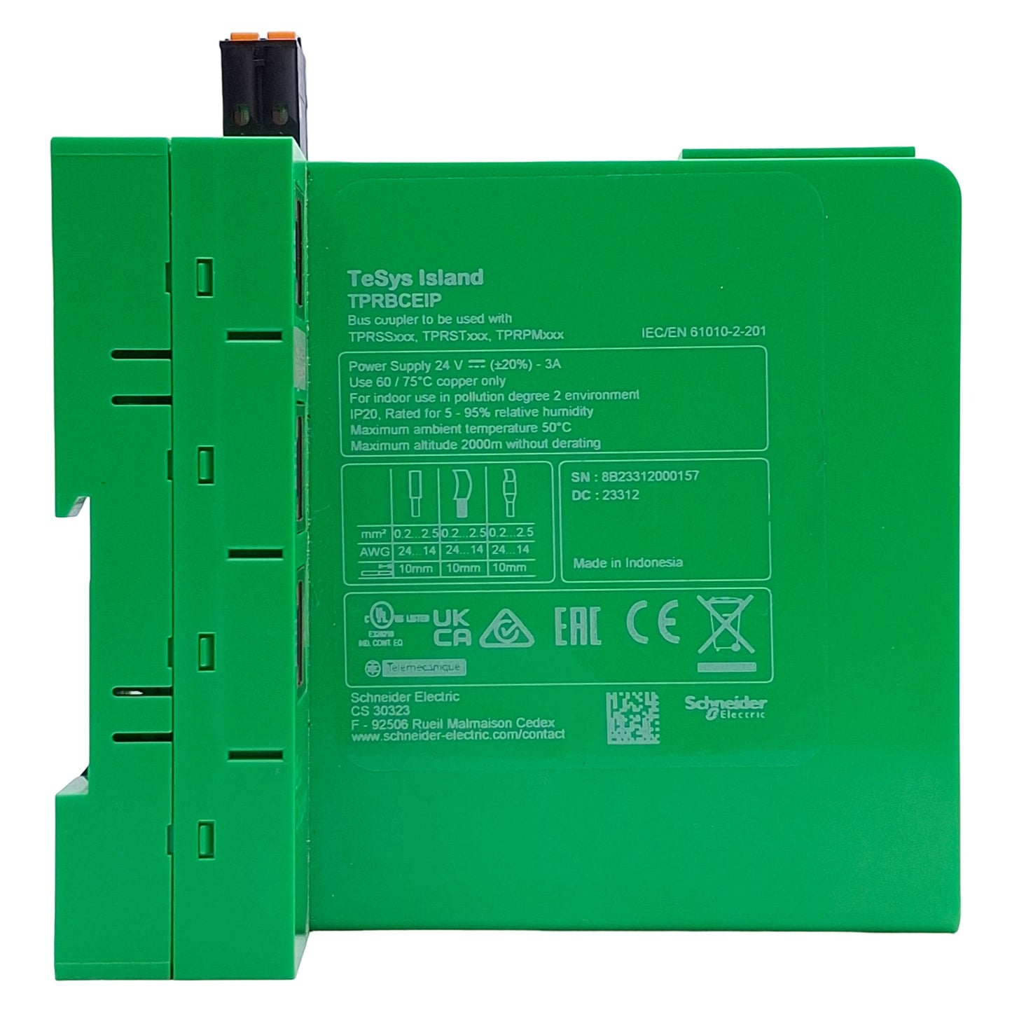 Used Schneider Electric TPRBCEIP TeSys Ethernet Bus Coupler 24VDC 3A, DIN Rail