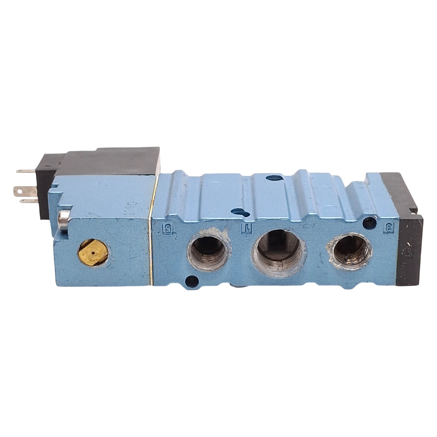 Used Mac 411A-B0A-DM-DDAJ-1KJ Solenoid Valve, 5/2-Way, 1/8in & 1/4in NPT, 24VDC Coil