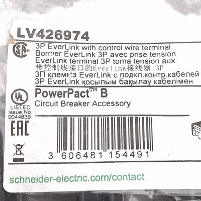 New Schneider Electric LV426974 EverLink Lug Kit For PowerPacT B Circuit Breaker