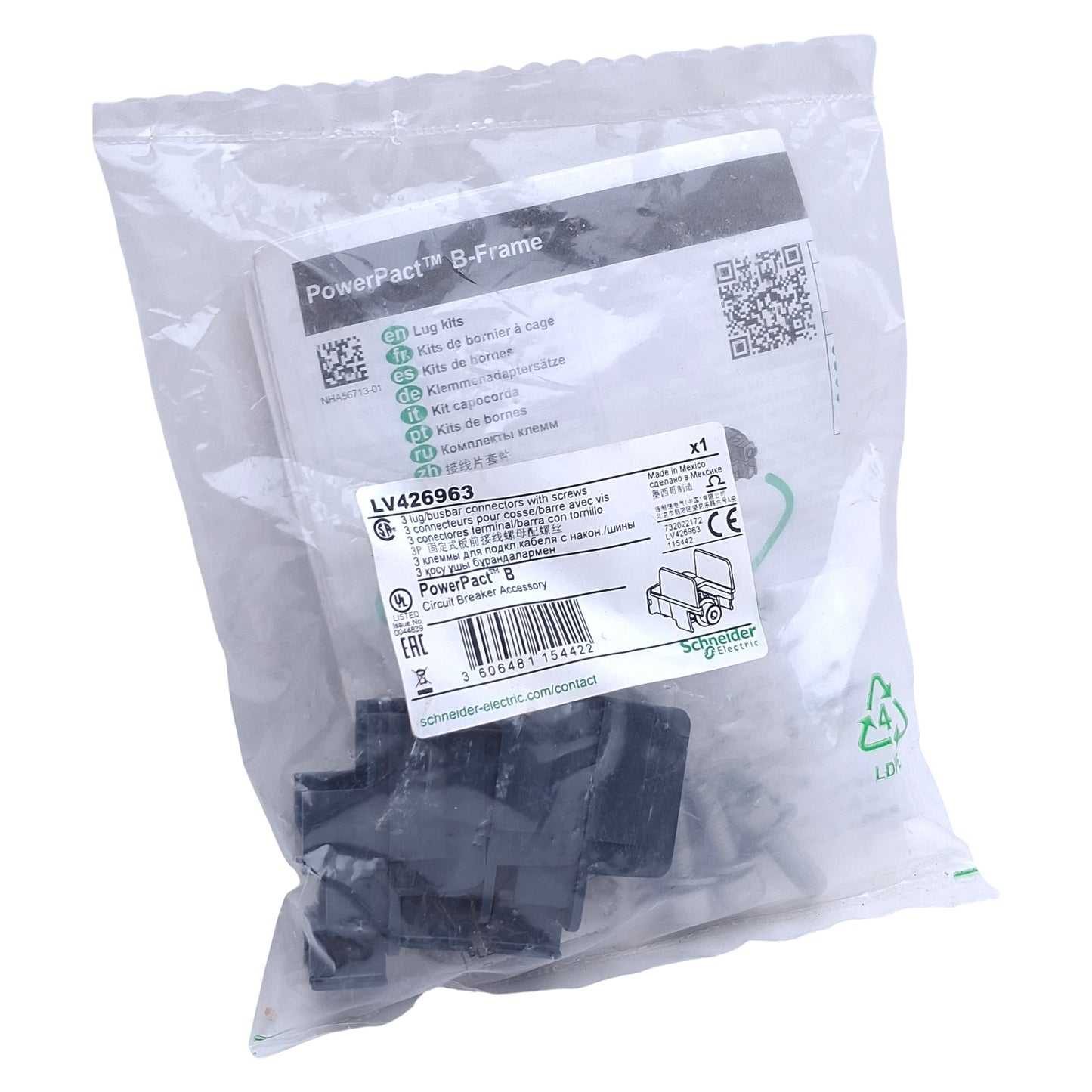 New Schneider Electric LV426963 Terminal Nut Kit 3-Pole, M6 Thread, Fixed Mounting