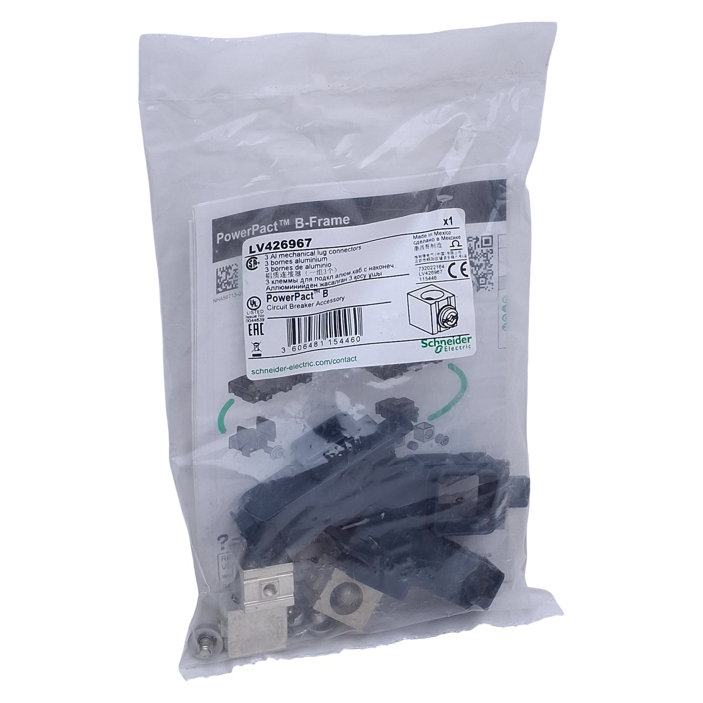 New Schneider Electric LV426967 Lug Kit 15-125A, Fixed Mounting, Copper Conductor