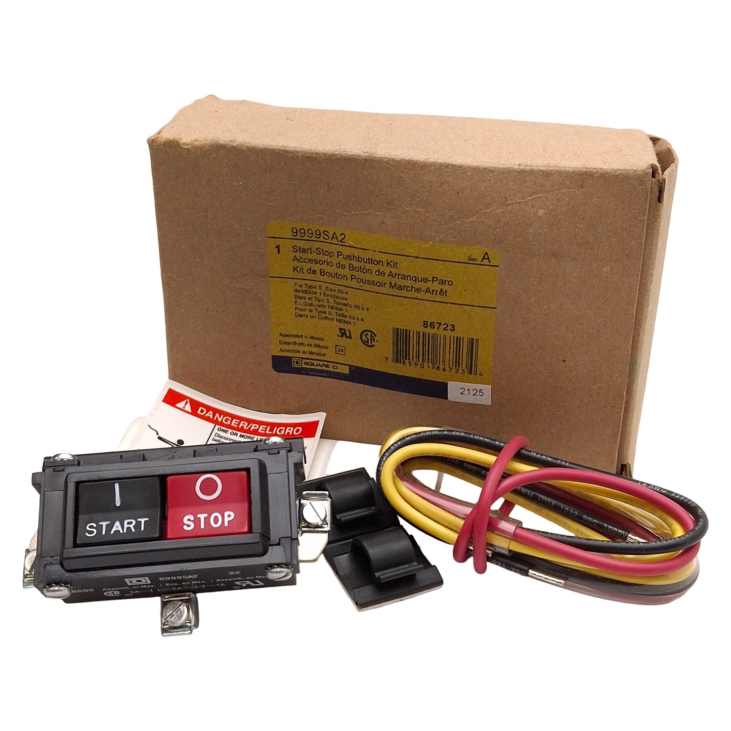 New Square D 9999SA2 Start-Stop Pushbutton Kit For NEMA Contactor, Type S, 5A 600VAC