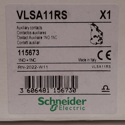 New Schneider Electric VLSA11RS TeSys VLS Auxiliary Contact Block, 1NO+1NC, DIN Rail