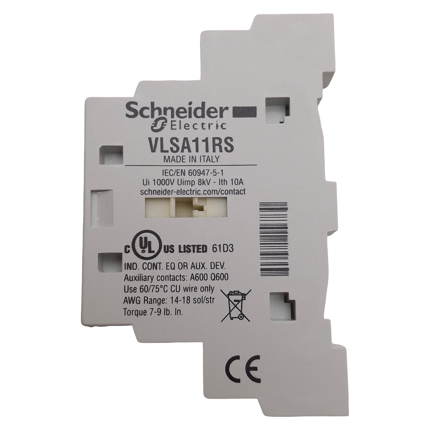 New Schneider Electric VLSA11RS TeSys VLS Auxiliary Contact Block, 1NO+1NC, DIN Rail