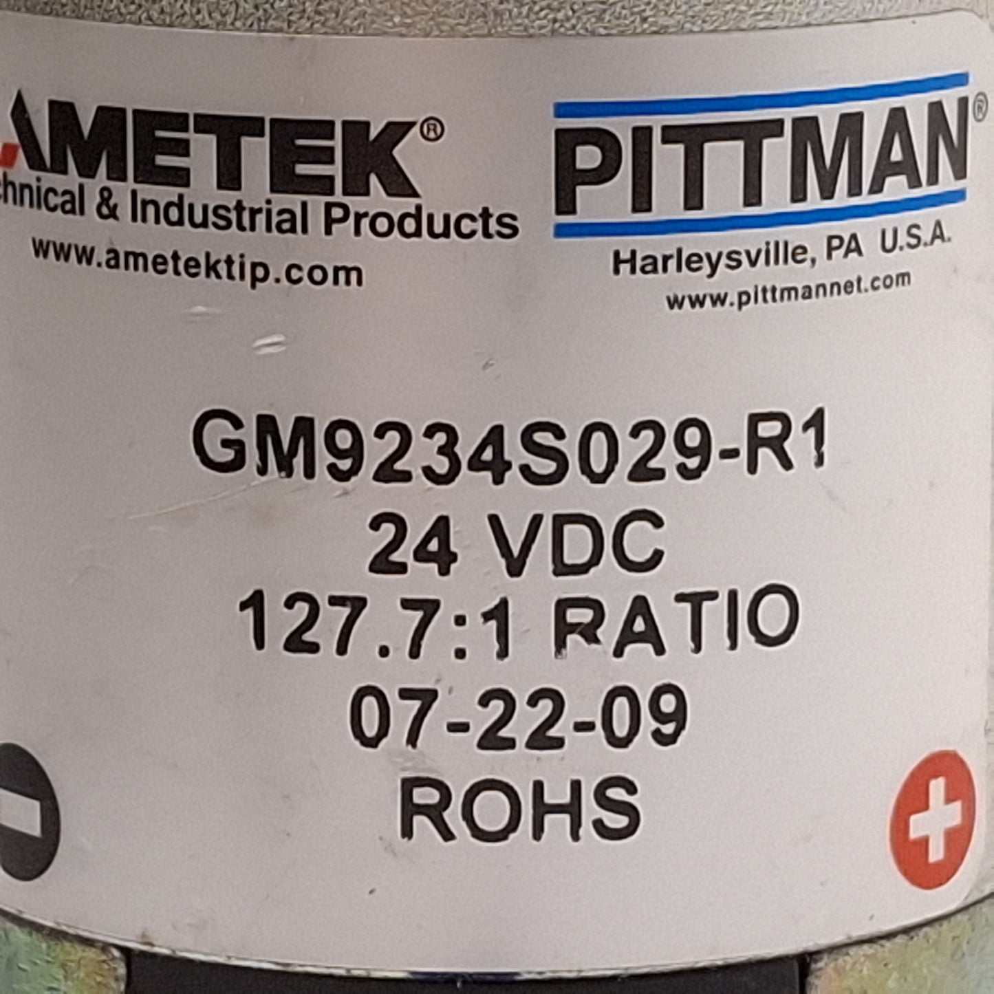 Used Ametek Pittman GM9234S029-R1 DC Gearmotor, 127.7:1, 36rpm, 500oz-in, 24VDC