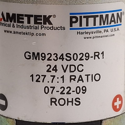 Used Ametek Pittman GM9234S029-R1 DC Gearmotor, 127.7:1, 36rpm, 500oz-in, 24VDC