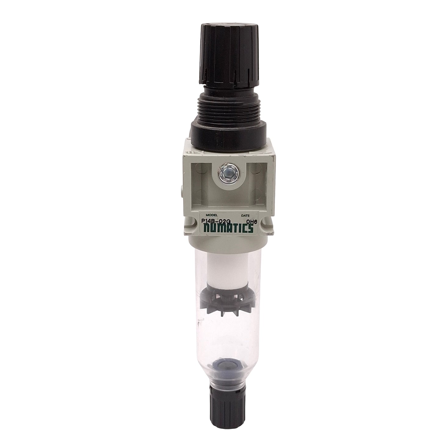 Used Numatics P14B-02G FlexiBlock FRL Pneumatic Regulator, 0-125psig Set, 1/4in NPTF