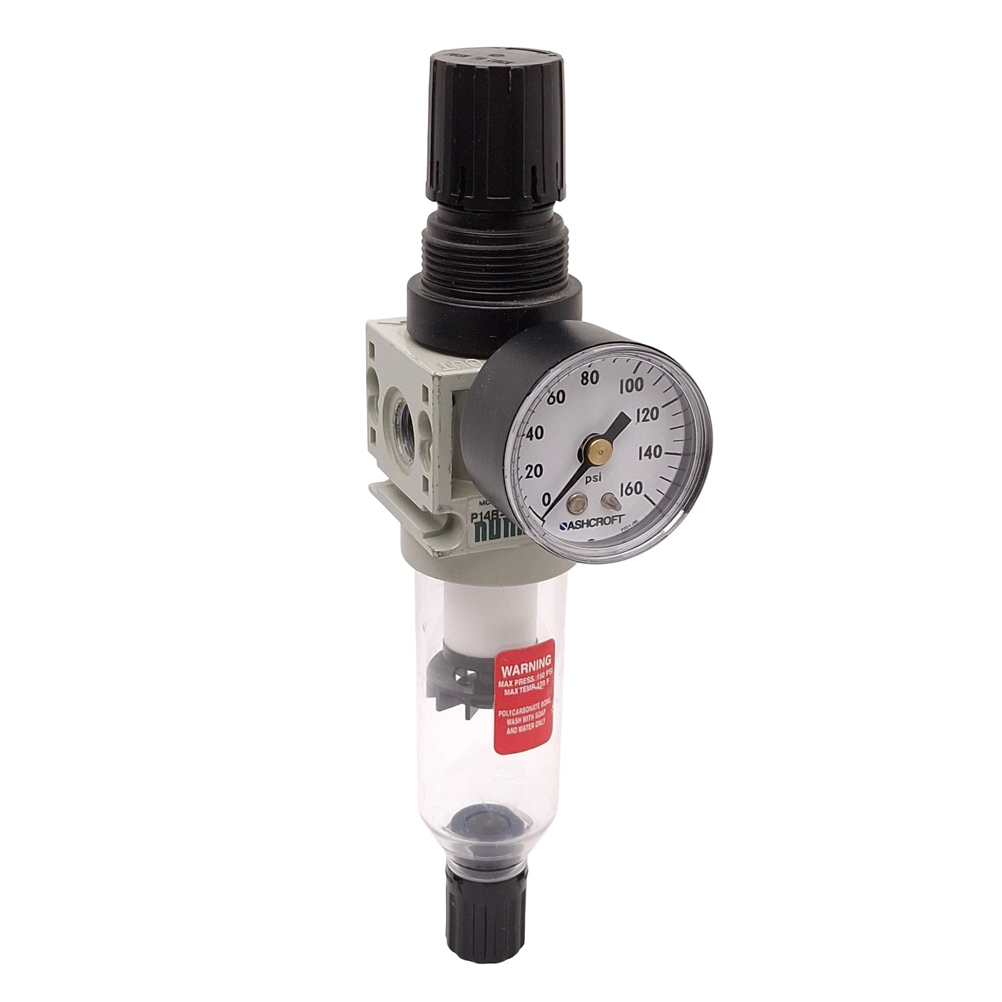 Used Numatics P14B-02G FlexiBlock FRL Pneumatic Regulator, 0-125psig Set, 1/4in NPTF