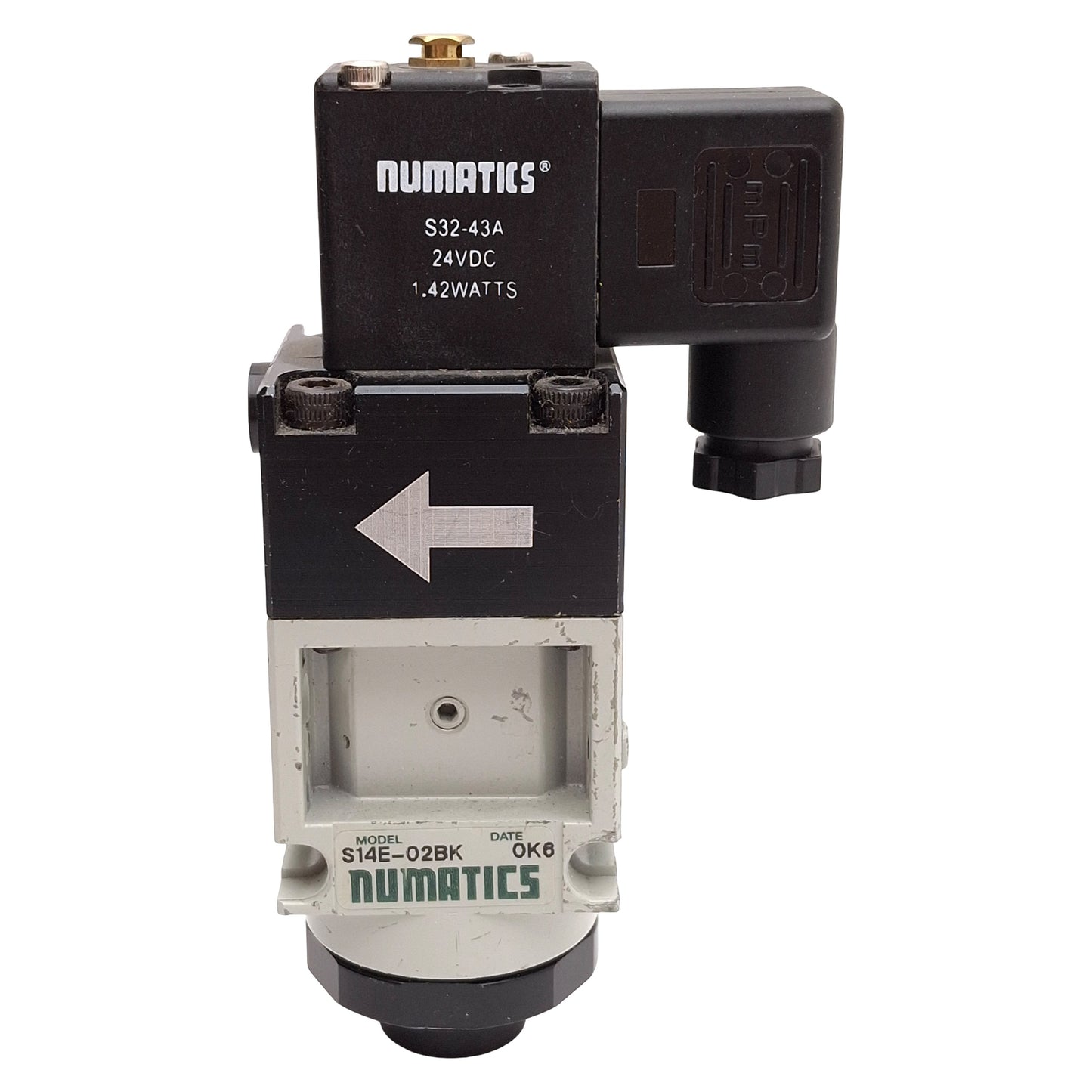 Used Numatics S14E-02BK Solenoid Quick Exhaust Valve, 40-150psi 1/8in NPTF 24VDC Coil