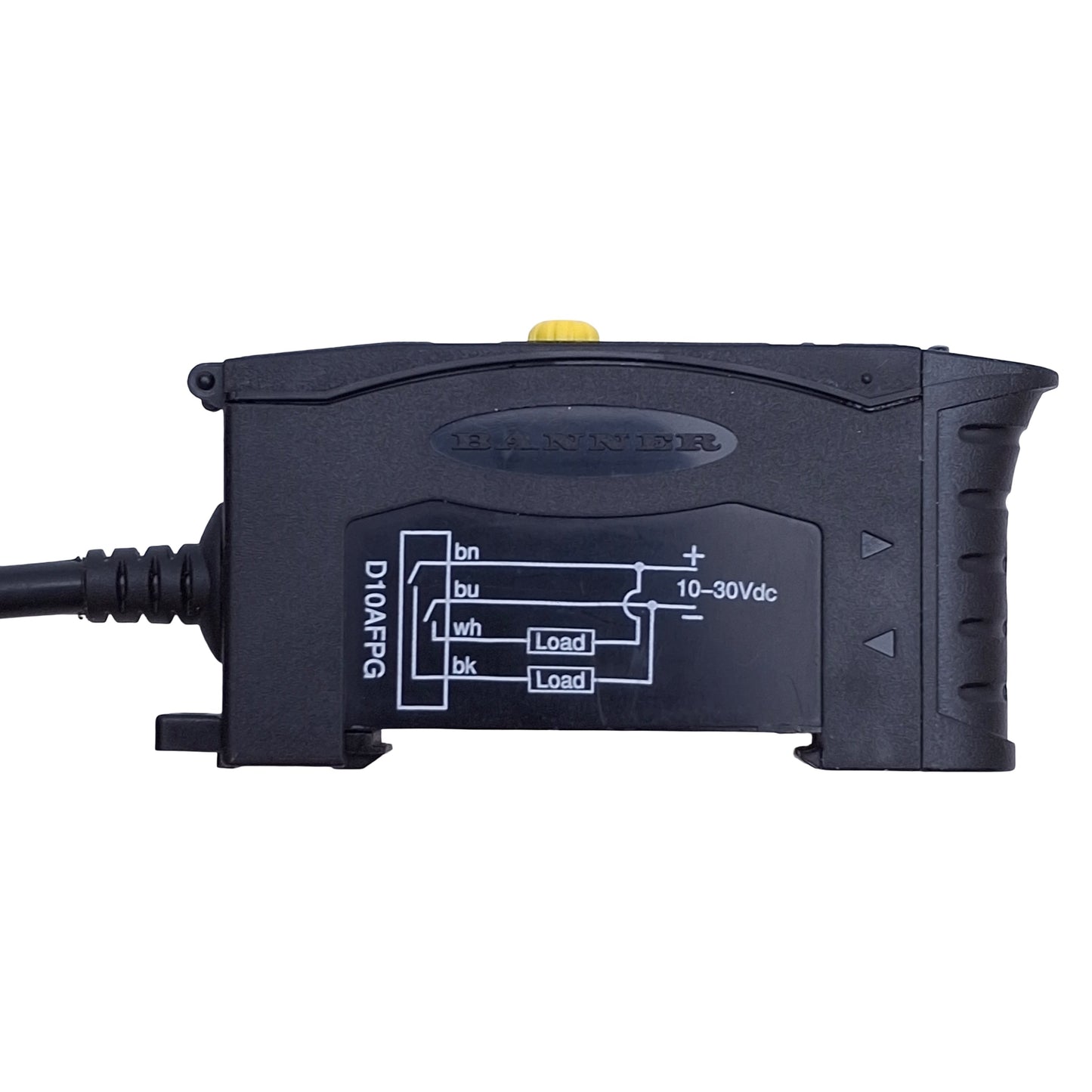 Used Banner D10AFPG Fiber Optic Sensor NPN/PNP, 10-30VDC,Green Beam, 2ft Cable