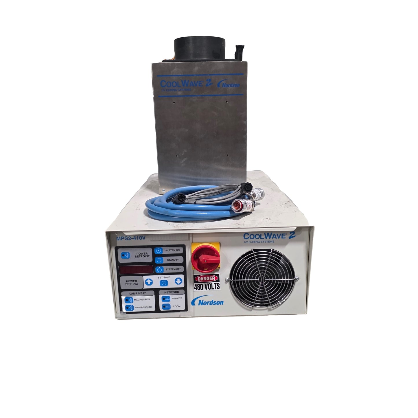 Used Nordson MPS2-410V Coolwave 2 UV Curing System Controller With CW2 Lamphead