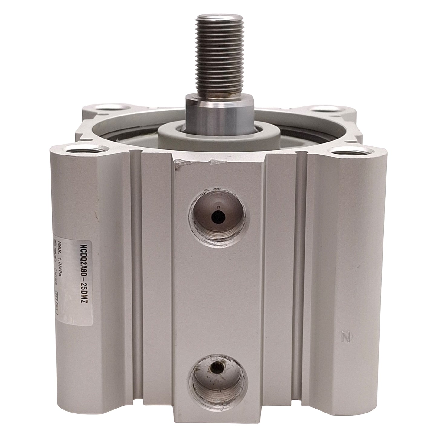 Used SMC NCDQ2A80-25DMZ Compact Cylinder, ø80mm Bore, 25mm Stroke, 145psi, 3/8in NPT
