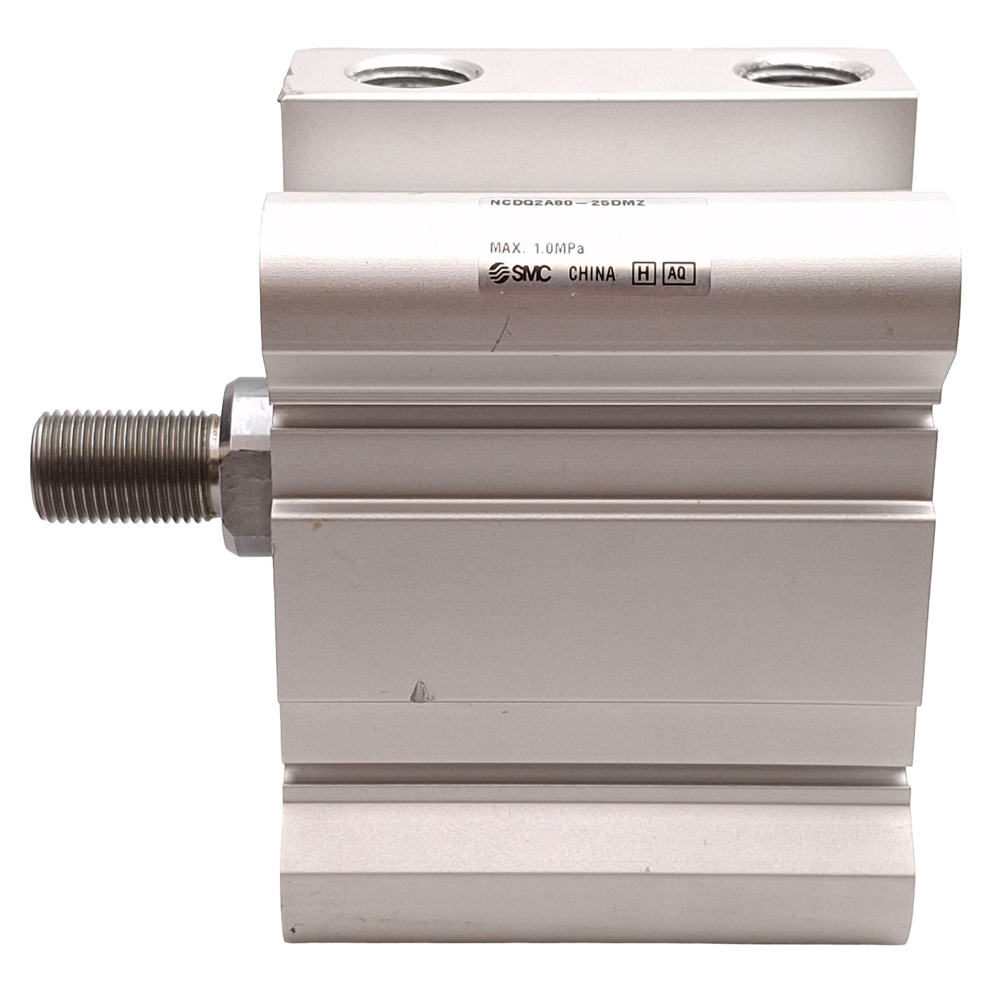 Used SMC NCDQ2A80-25DMZ Compact Cylinder, ø80mm Bore, 25mm Stroke, 145psi, 3/8in NPT