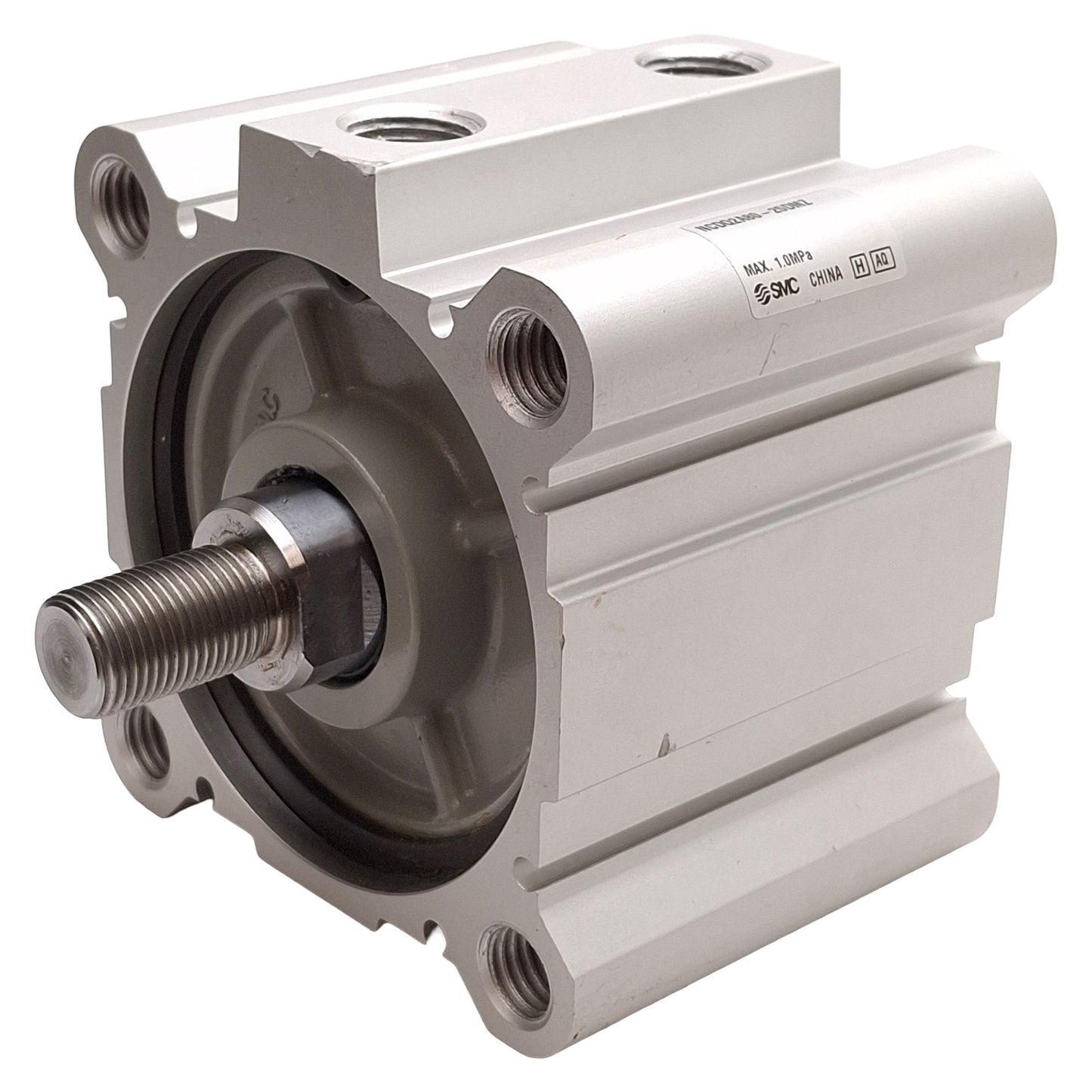 Used SMC NCDQ2A80-25DMZ Compact Cylinder, ø80mm Bore, 25mm Stroke, 145psi, 3/8in NPT