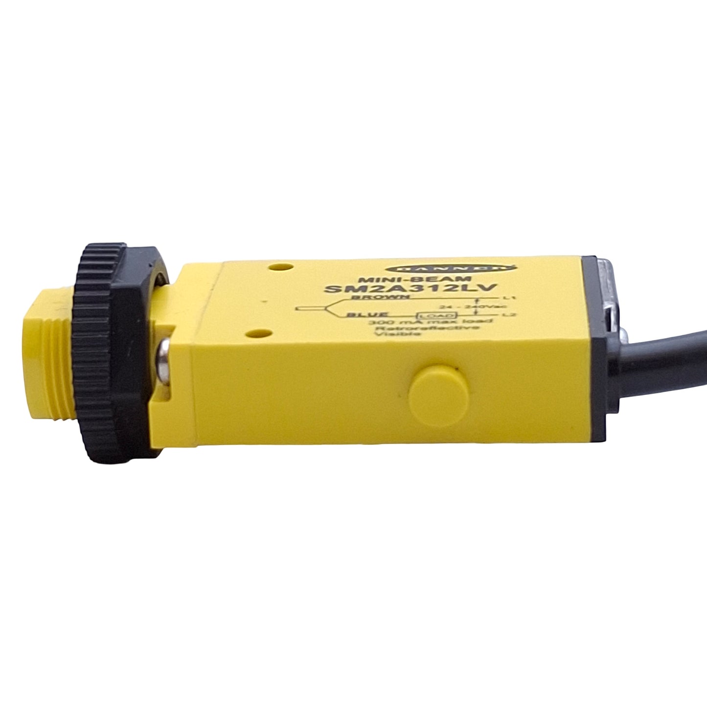 Used Banner SM2A312LV Retroreflective Mini Beam Sensor 24-240VAC, 5m Range, 2m Cable