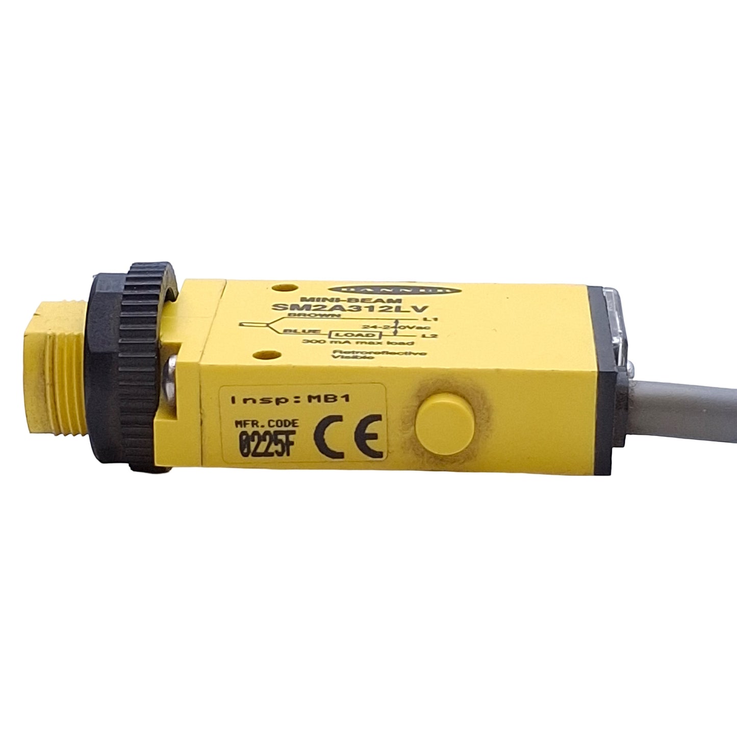 Used Banner SM2A312LV Retroreflective Mini Beam Sensor 24-240VAC, 5m Range, 4ft Cable