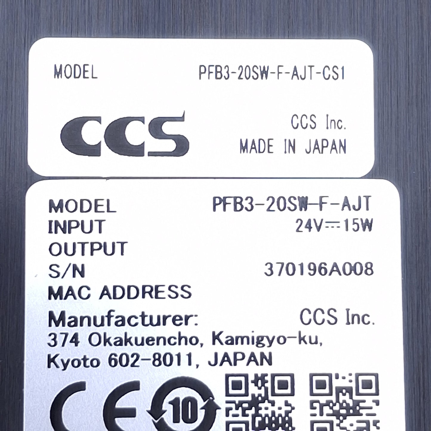 Used CCS PFB3-20SW-F-AJT-CS1 Fiber Optic LED Light Source 24VDC, 15W, 14mm Out