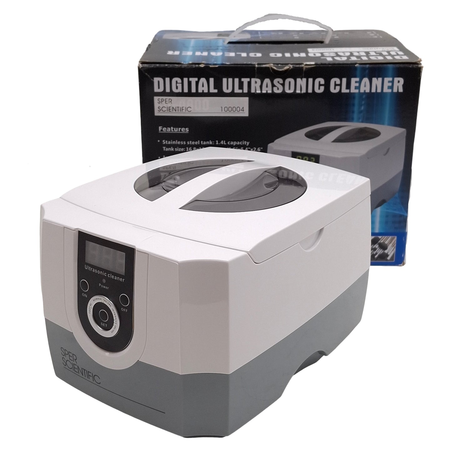New – Open box Sper Scientific 100004 Ultrasonic Cleaner Bath, 1.4L, 42kHz, 90-480s, 100-120VAC