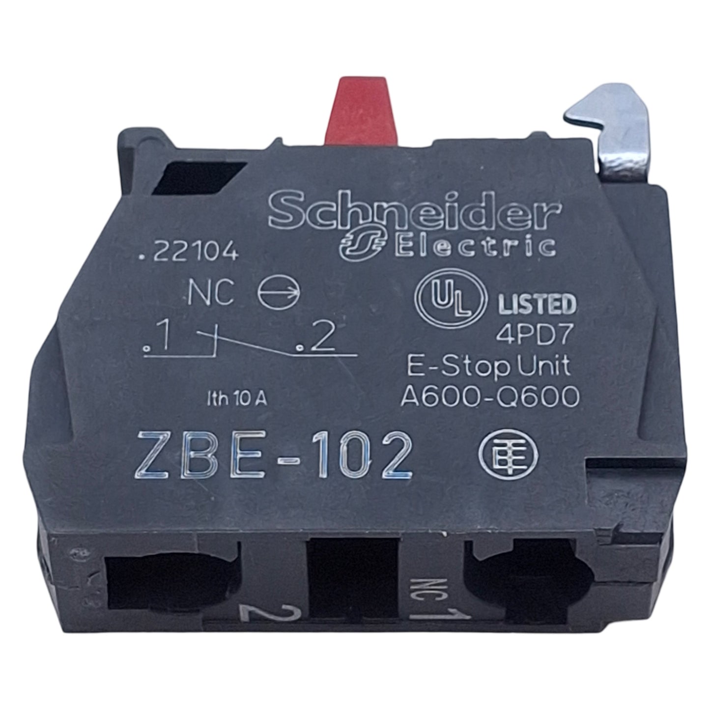 New Lot of 5 Schneider Electric ZBE102 Switch Contact Block, NC, 10A 600V, 22mm