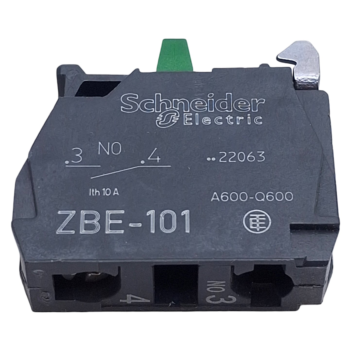 New Lot of 4 Schneider Electric ZBE101 Switch Contact Block, 1NO, 10A 600V, ø22mm