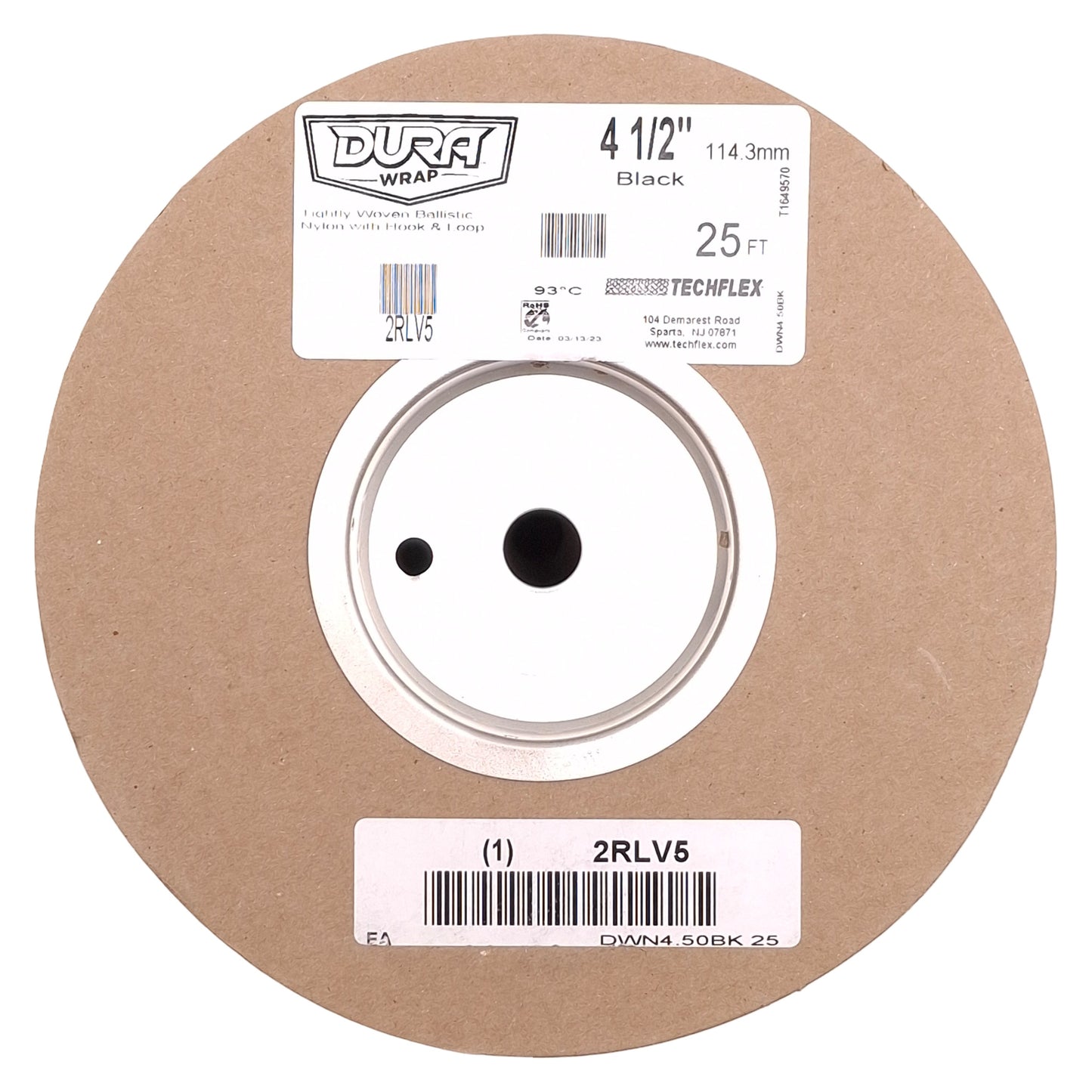 New Techflex DWN4.50BK25 Dura Wrap 25ft Length, ø4-1/2in ID, Nylon Material