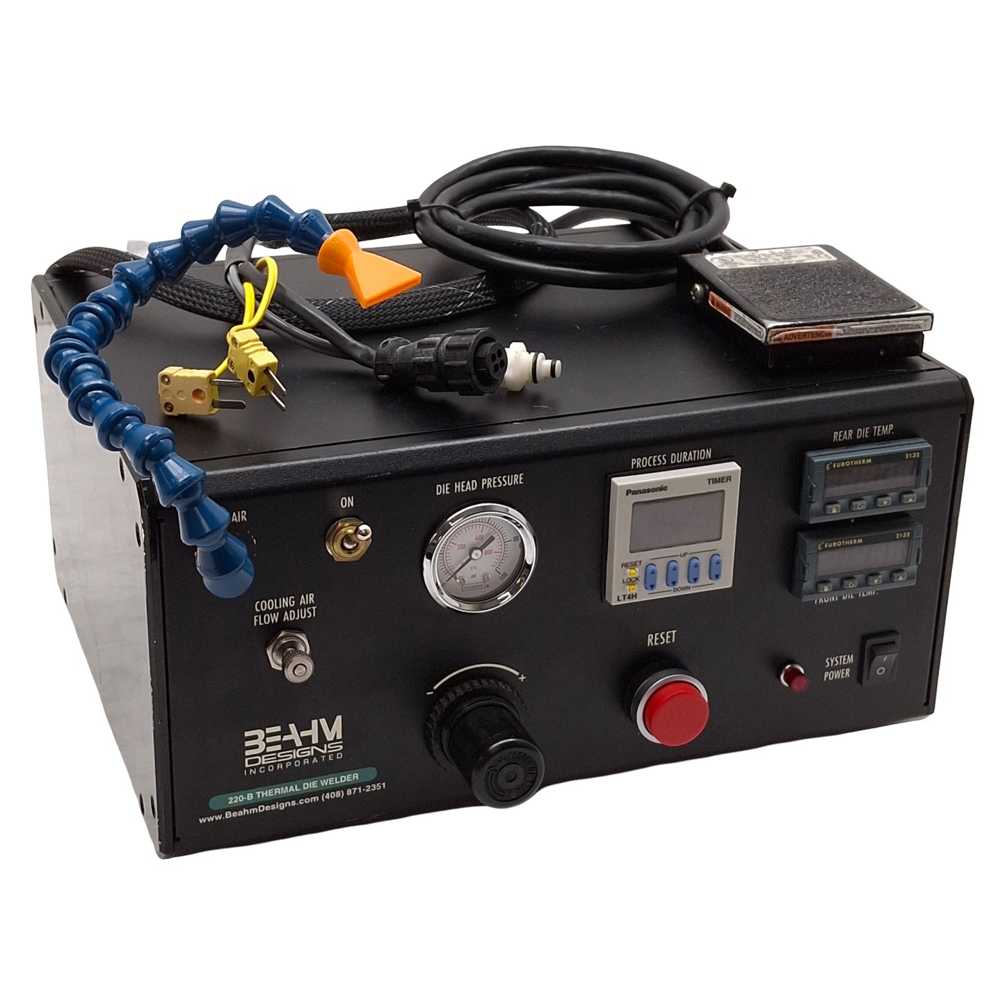 Used Beahm 220-B Thermal Die Bonder, 200-500°F, 100-125PSI, 1-9999sec Timer, 120VAC