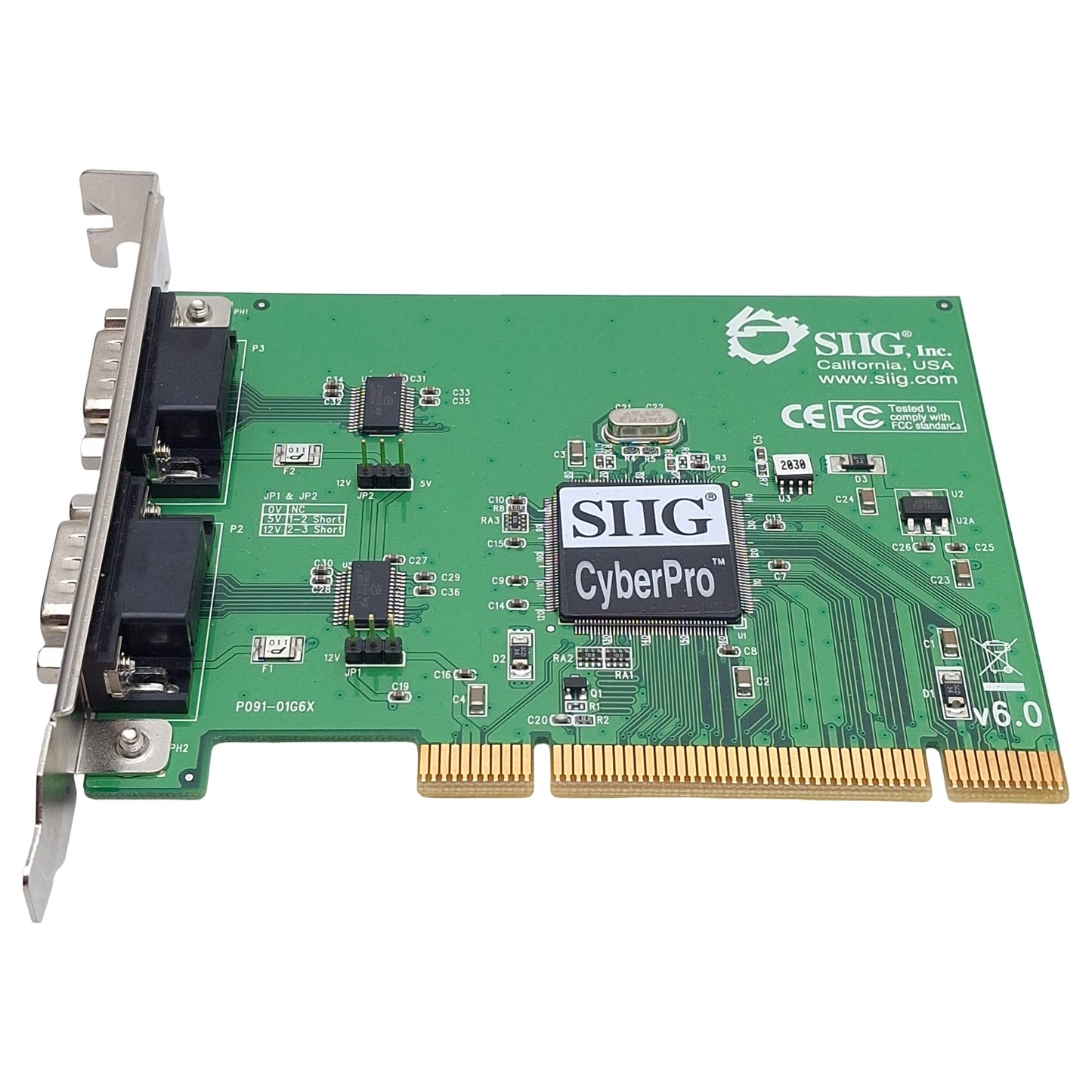 Used SIIG JJ-P02012-S6 CyberSerial Dual PCI I/O Card, 32-/64-Bit, 3.3/5 PCI, RS232