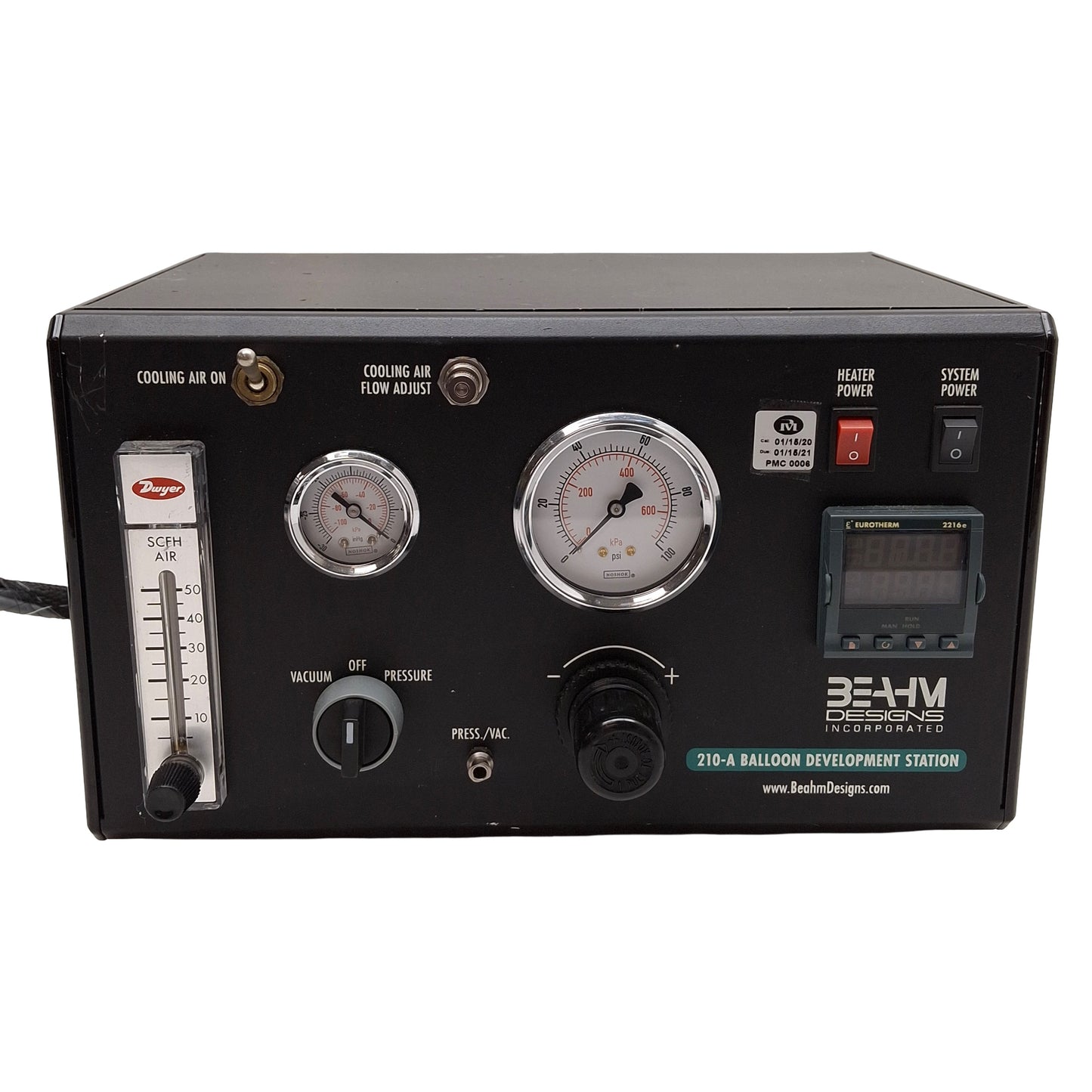 Used Beahm 210-A Balloon Development Station, 200-750°F, 0.500 W x 0.200 D, 120VAC
