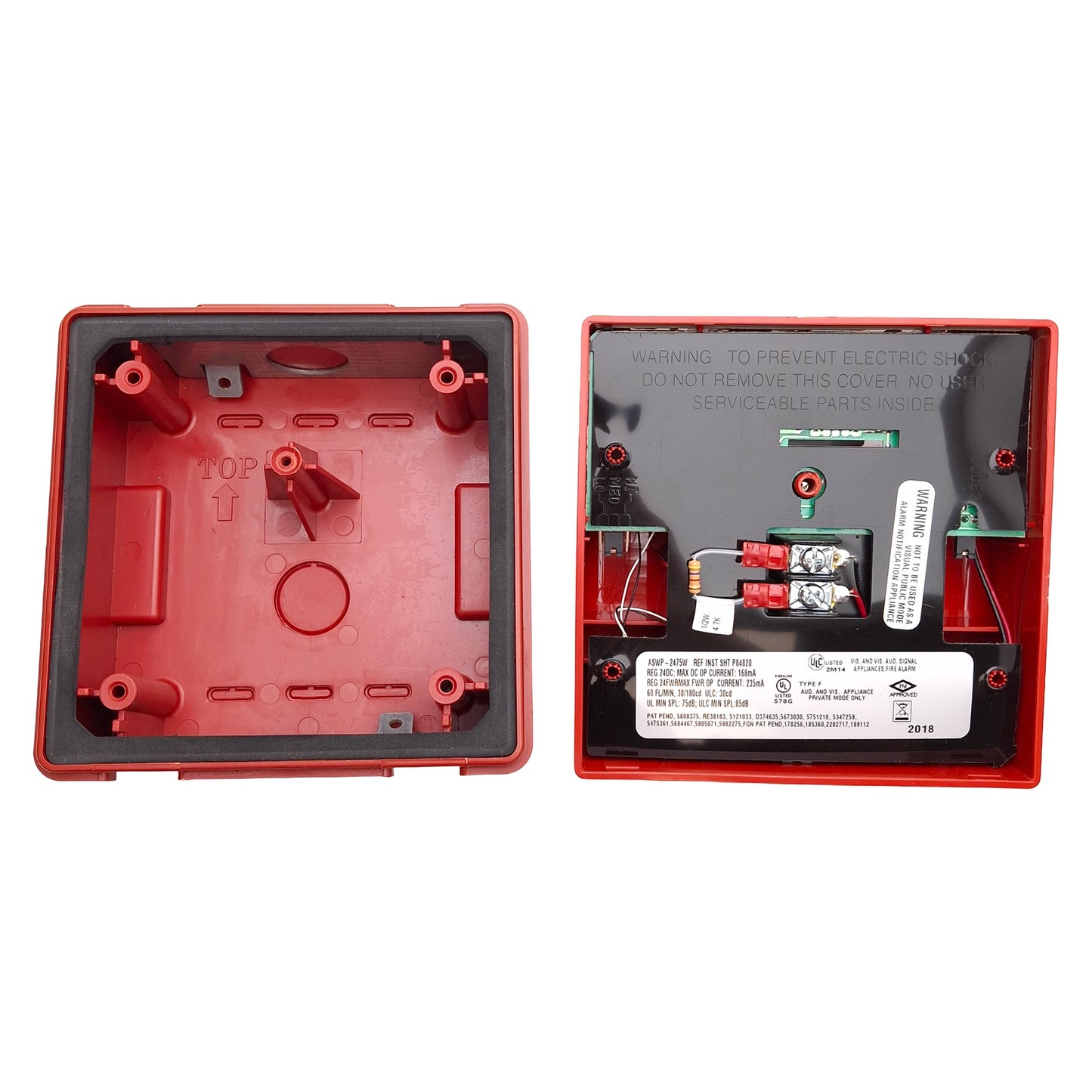 Used Eaton Wheelock ASWP-2475W WPBB Fire Alarm Horn & Strobe w/ Mount, 75dB, 24VDC