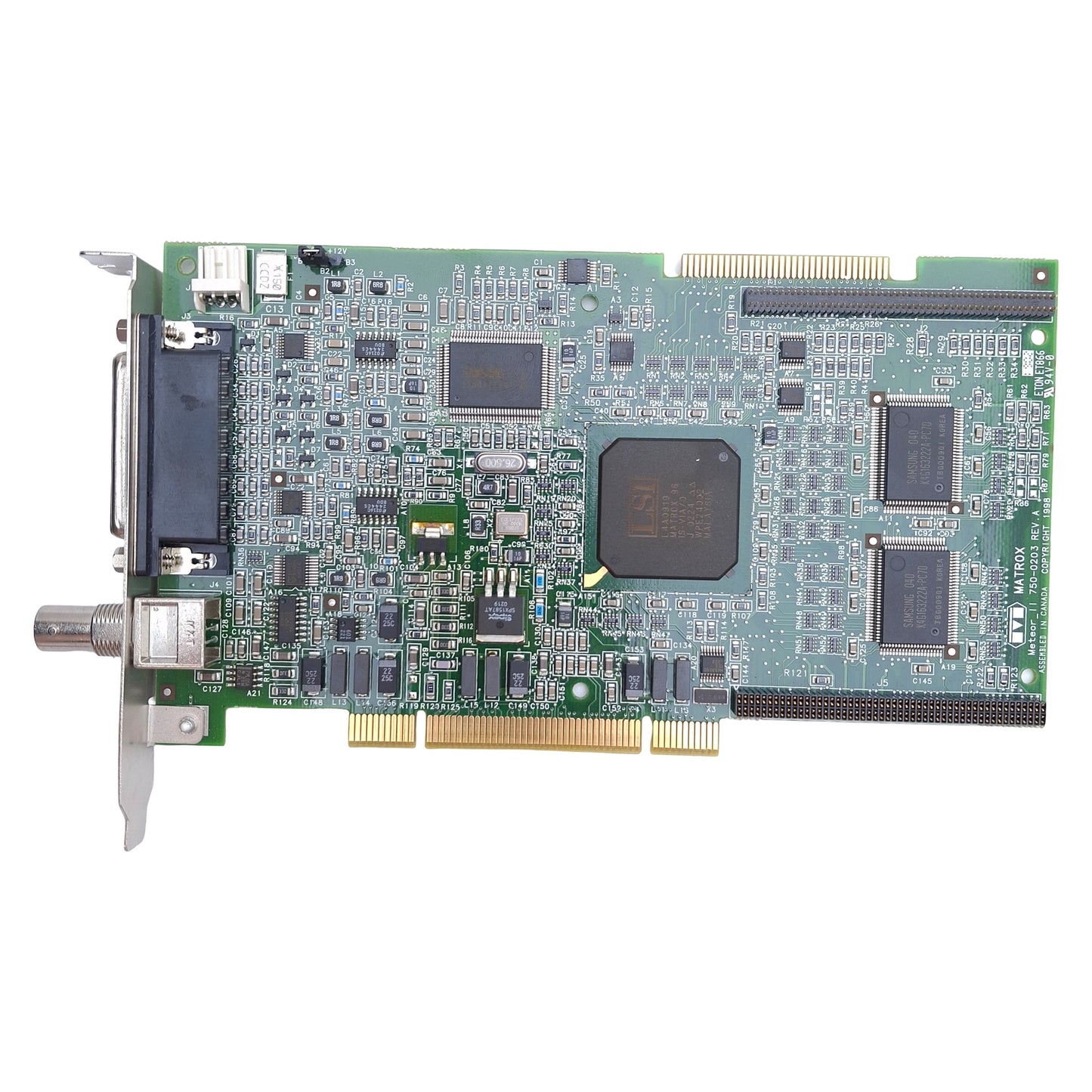 Used Matrox Meteor2/4 Frame Grabber Card PCI 12x Video Inputs, BNC NTSC/PAL, RS-232