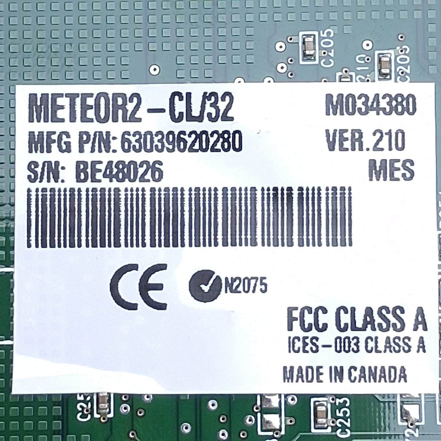 Used Matrox METEOR2-CL/32 Camera Link PCI Frame Grabber Card 50MHz, 2x RS-232