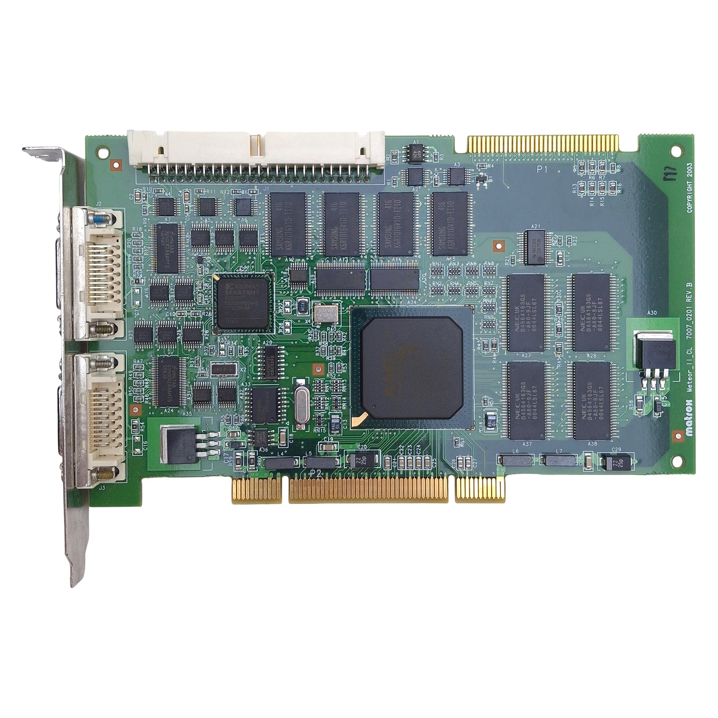 Used Matrox METEOR2-CL/32 Camera Link PCI Frame Grabber Card w/ IO Expansion Card