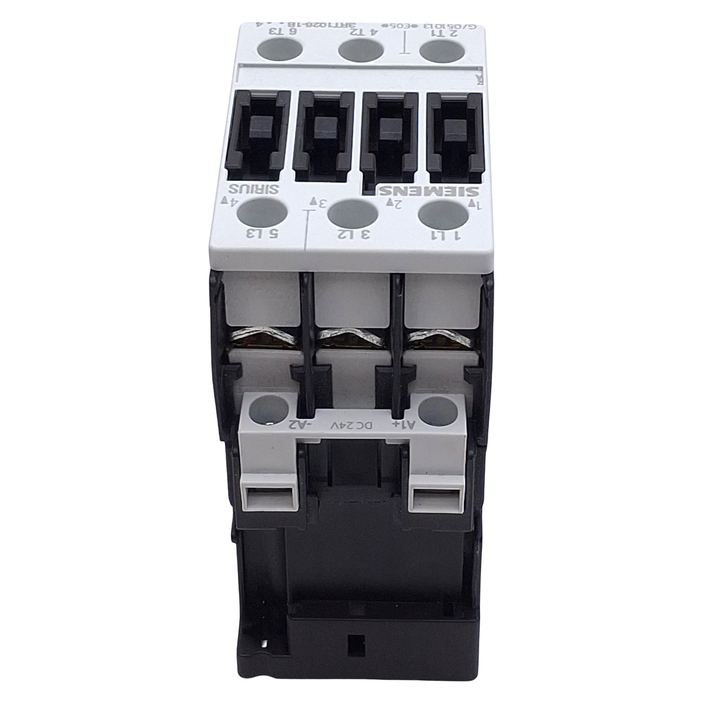 Used Siemens 3RT1026-1BB40 Contactor, 3-Pole, 25A 400VAC, 11kW, 24VDC Coil, DIN Rail