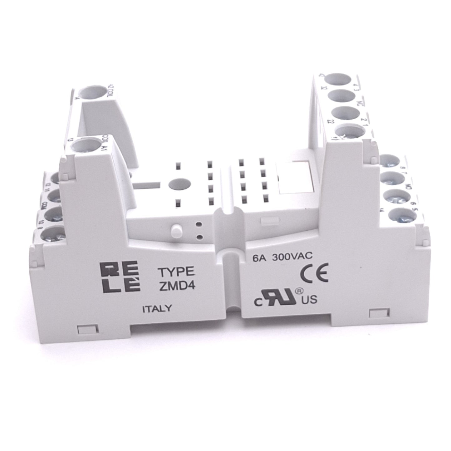New – Open box RELE ZMD4 Relay Socket, 14-Pin Blade to Screw Terminals, 300VAC 6A Max, DIN Rail