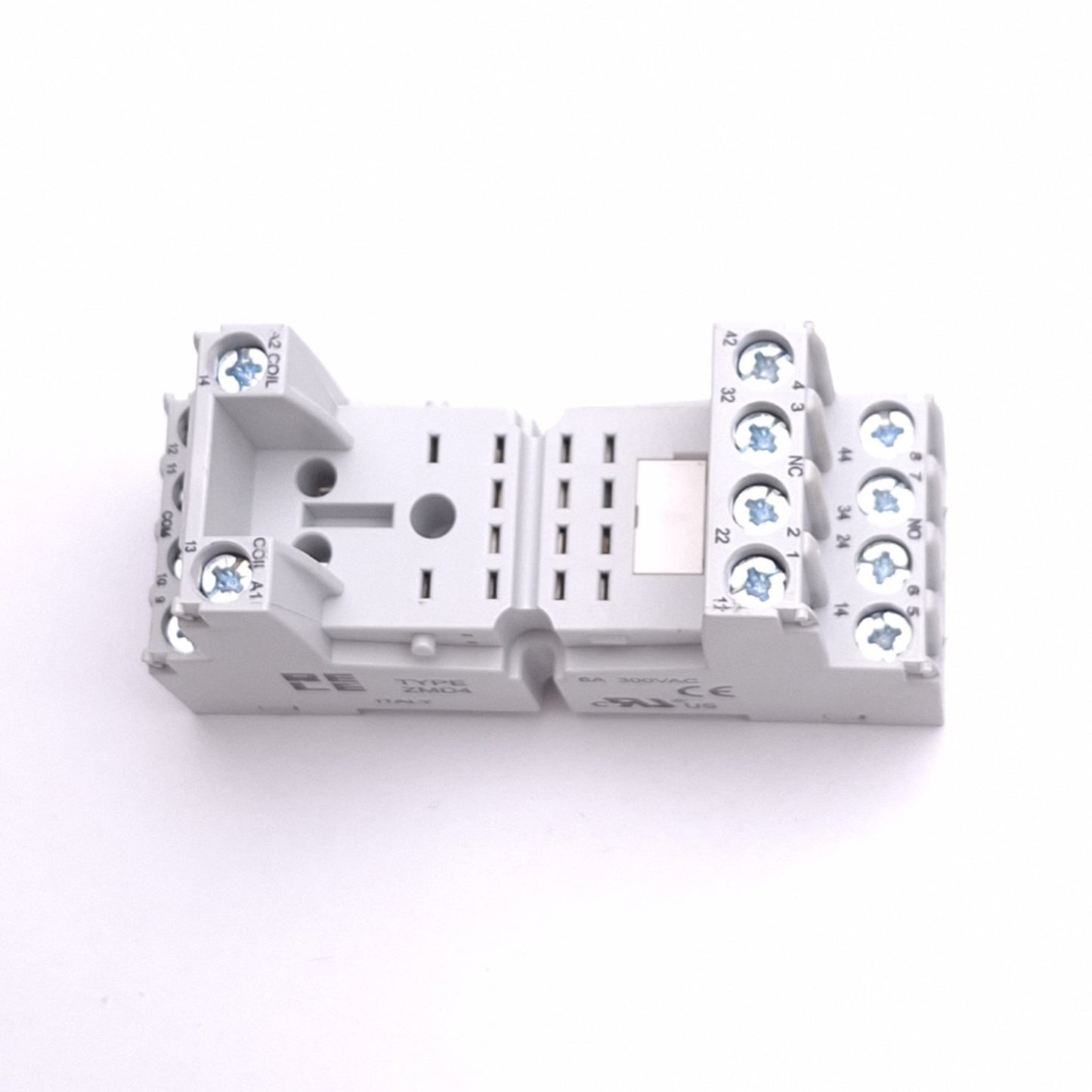 New – Open box RELE ZMD4 Relay Socket, 14-Pin Blade to Screw Terminals, 300VAC 6A Max, DIN Rail