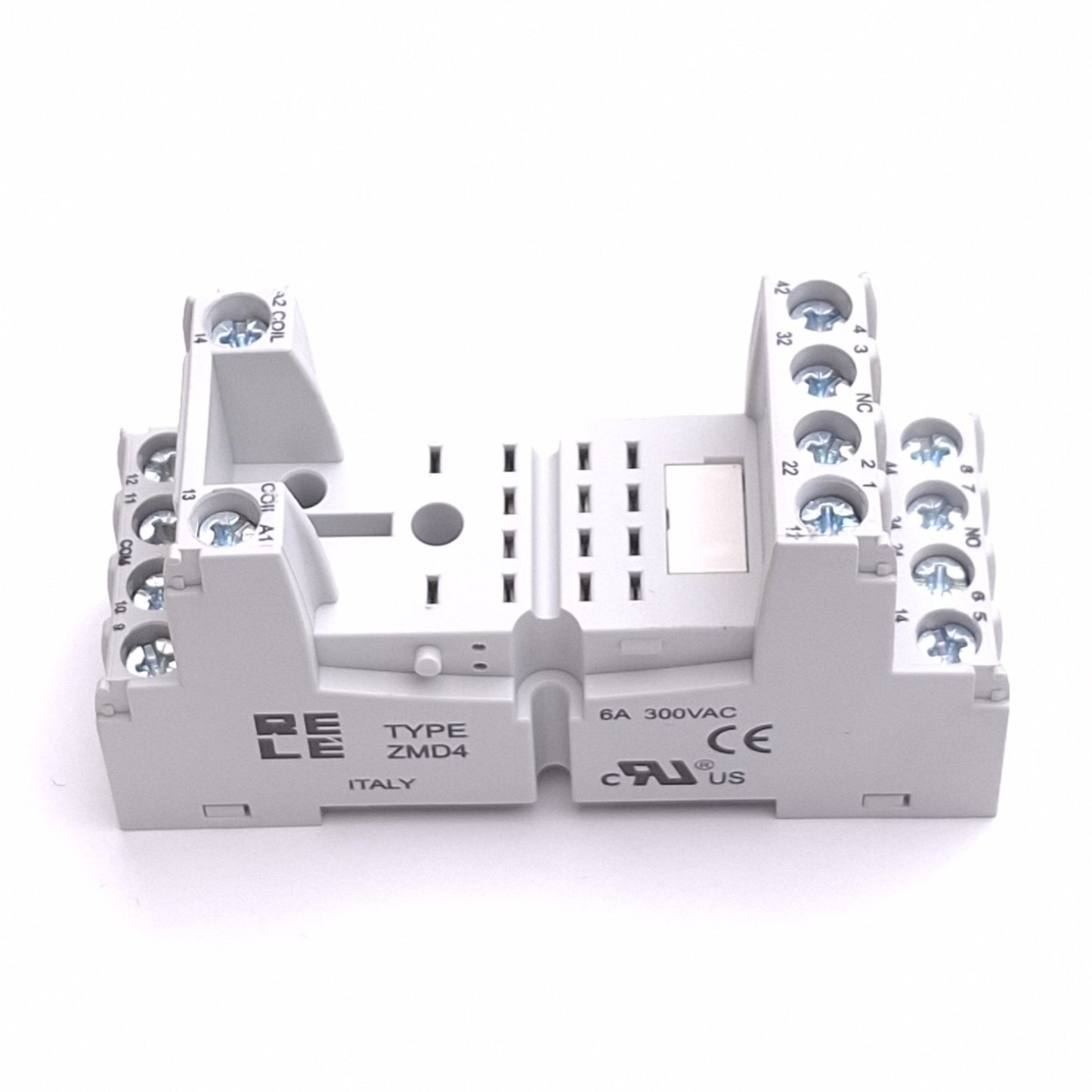 New – Open box RELE ZMD4 Relay Socket, 14-Pin Blade to Screw Terminals, 300VAC 6A Max, DIN Rail