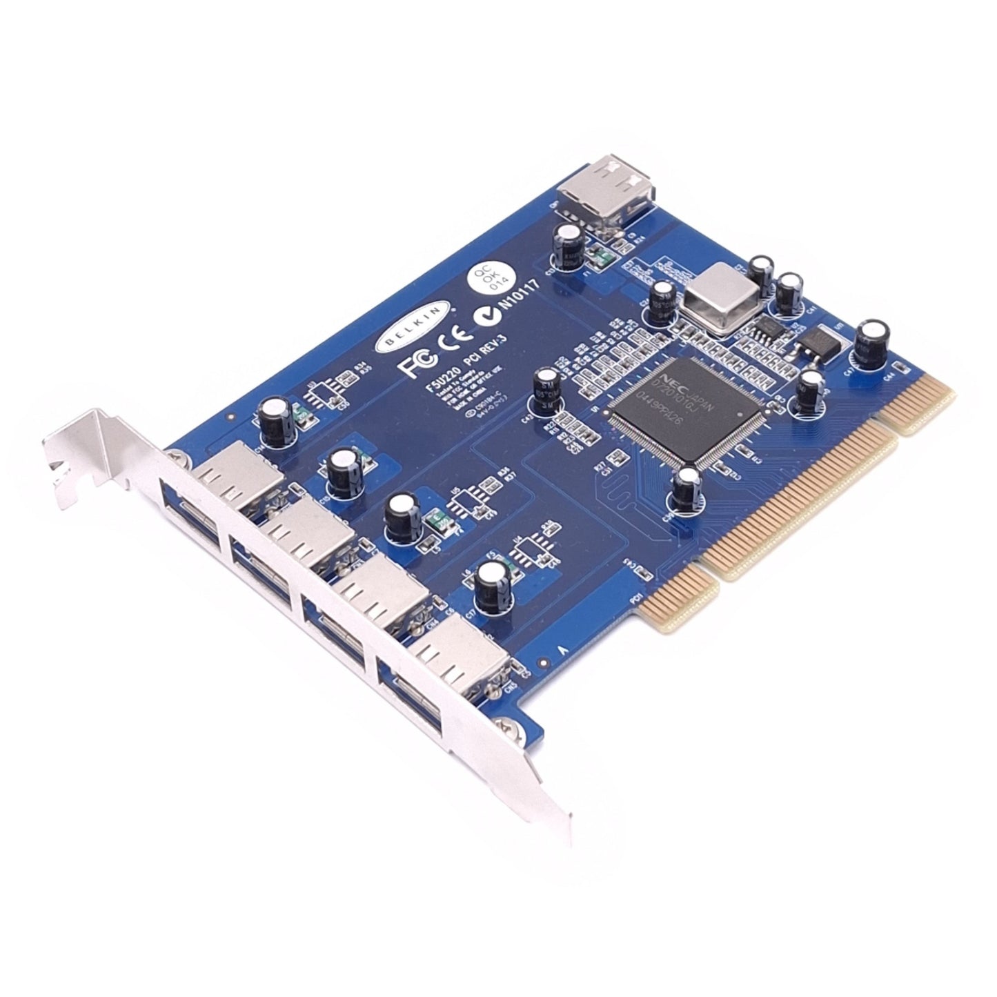 Used Belkin F5U220 PCI USB Expansion Card, 5-Port High-Speed USB 2.0, 480Mbps