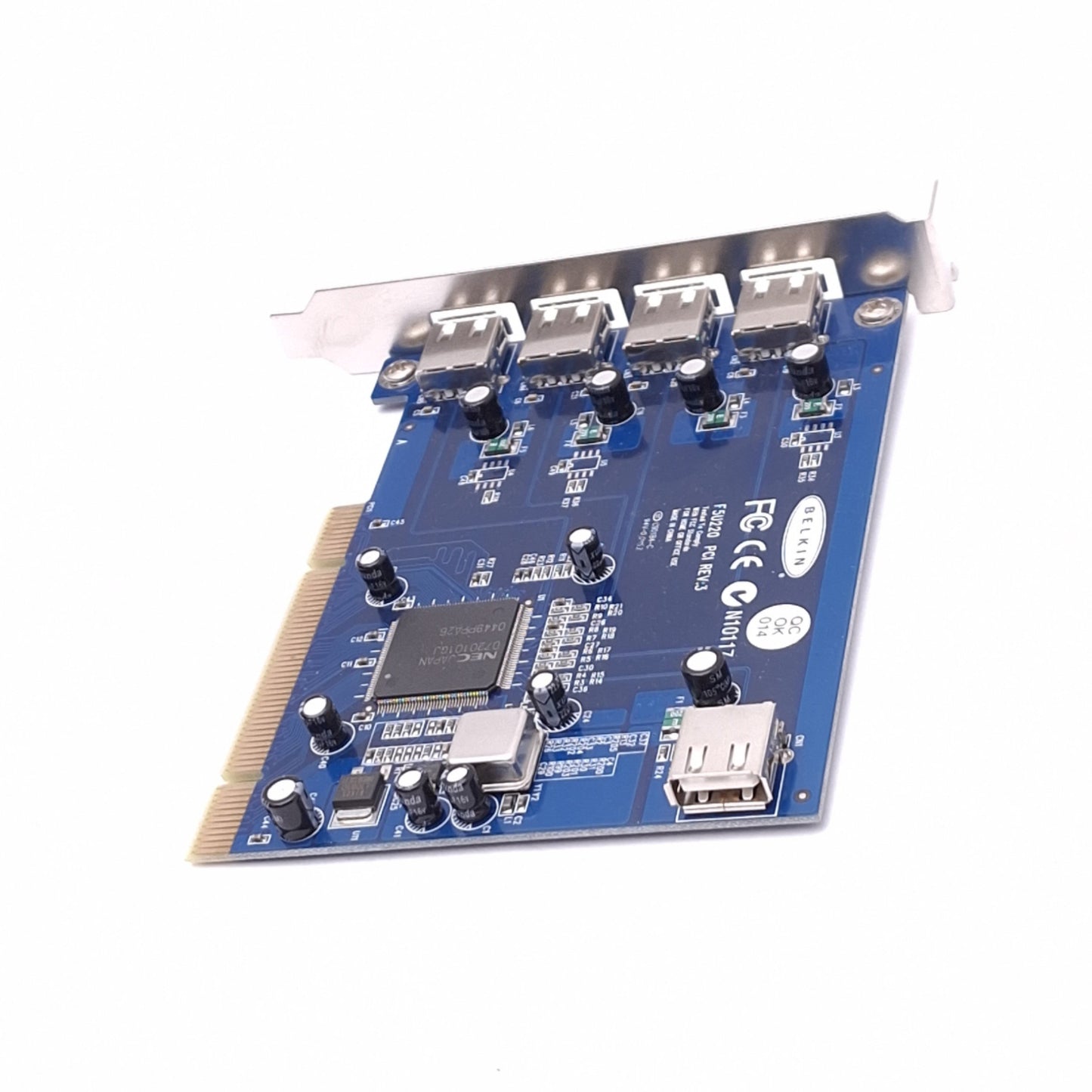 Used Belkin F5U220 PCI USB Expansion Card, 5-Port High-Speed USB 2.0, 480Mbps