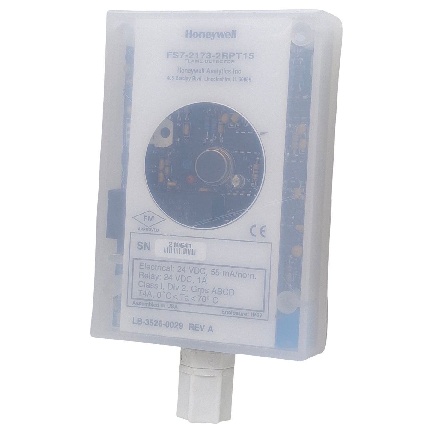 Used HoneyWell FS7-2173-2RPT15 Flame Detector, 1A 24VDC Relay, 120°FOV, ø5/16in Port