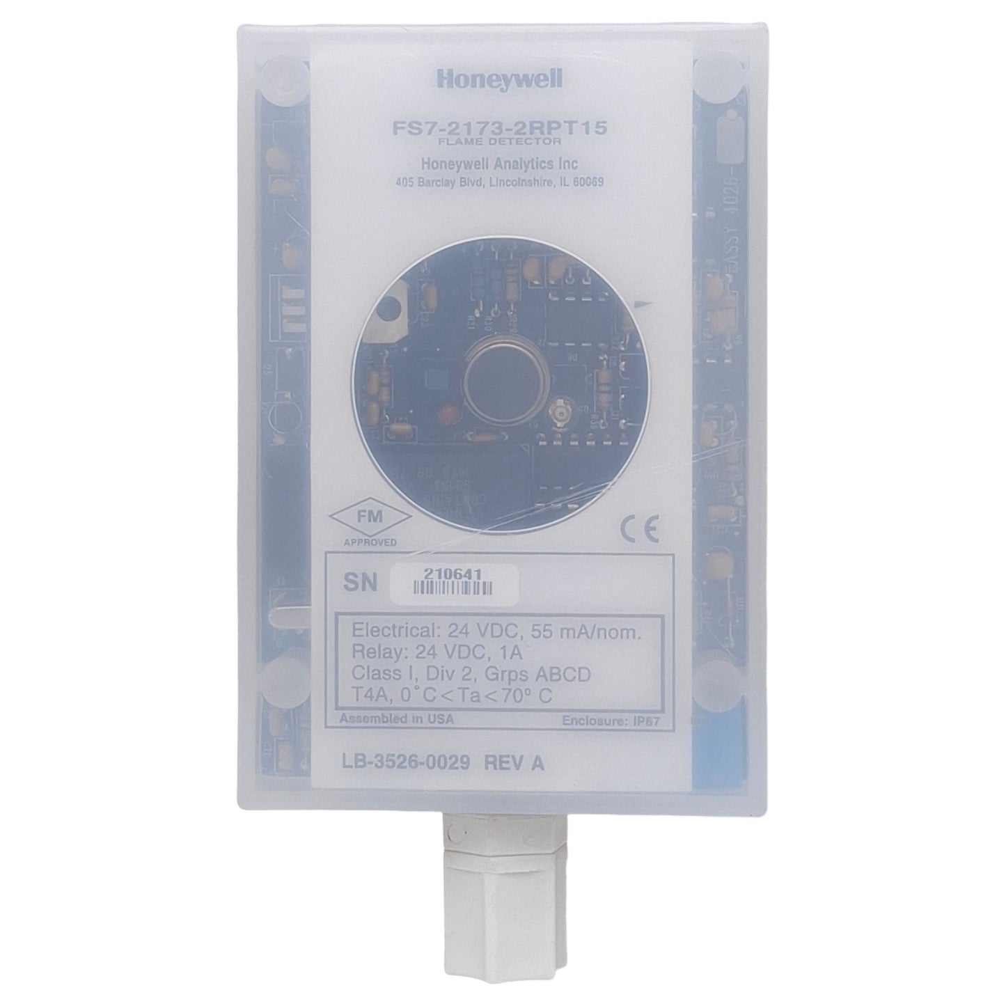 Used HoneyWell FS7-2173-2RPT15 Flame Detector, 1A 24VDC Relay, 120°FOV, ø5/16in Port
