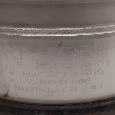 Used Alloy Products B501-0865-00-E-R General Purpose Pressure Vessel, 1gal, T-304