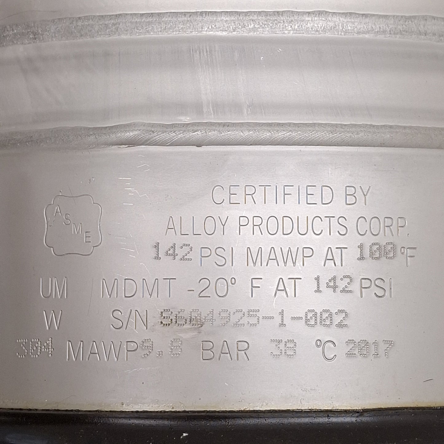 Used Alloy Products B530-0586-00-E-R General Purpose Pressure Vessel, 3gal, T-304